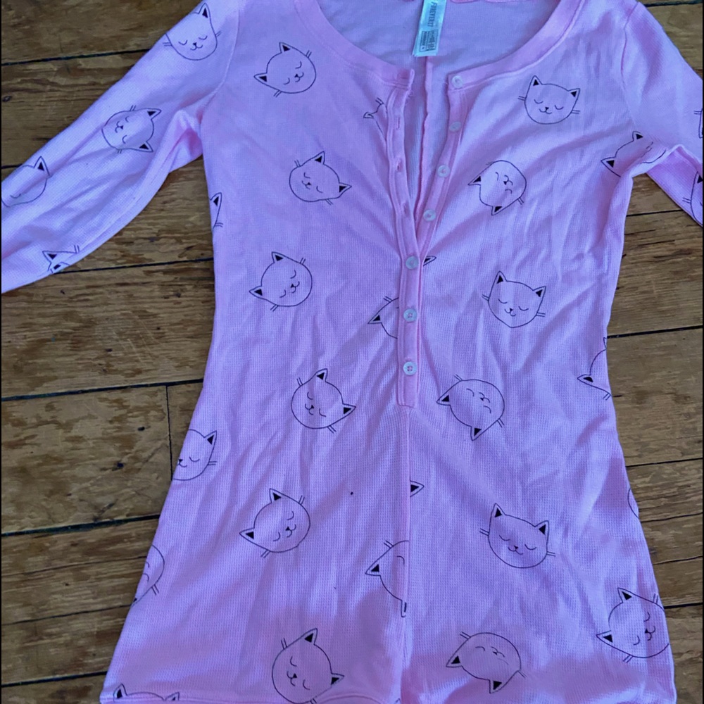 Pink cat long john jammies